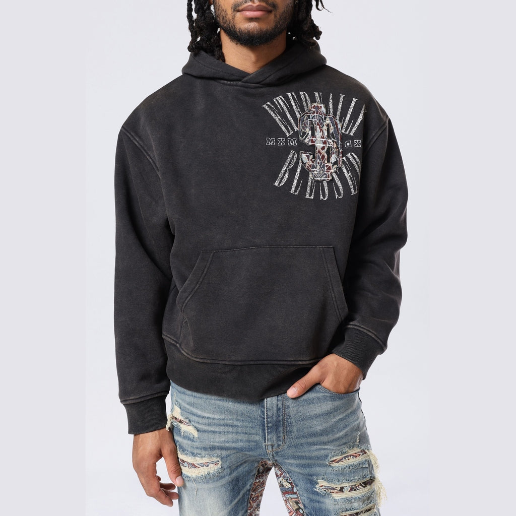 Smoke Rise Tapestry Varsity Hoodie - Black