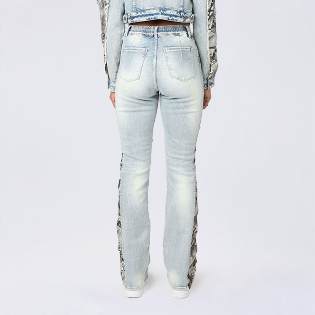 High Rise Bootcut Stacked Mixed Media Jeans