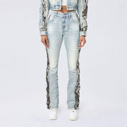 High Rise Bootcut Stacked Mixed Media Jeans