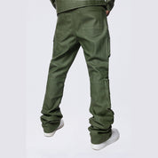 Smoke Rise Stacked Utility Washed Vegan Leather Pants - Washed Deep Olive