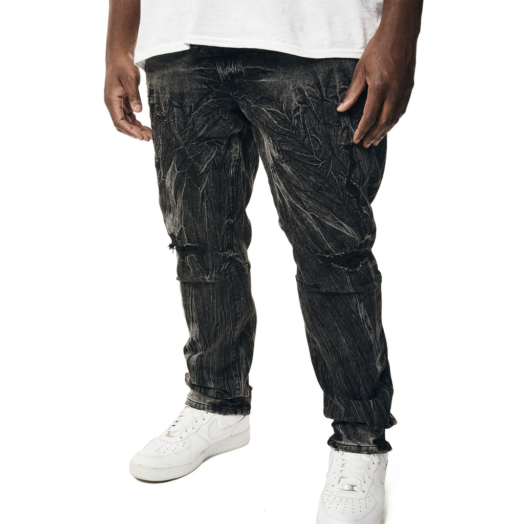 Smoke Rise Big and Tall Big and Tall - Rooting Effect Denim Jeans - Black Matrix