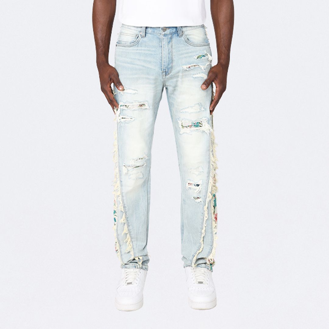 Straight Tapestry Embroidered Jeans