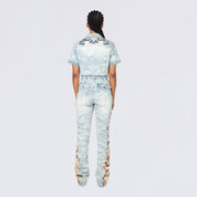 Boot Cut Tapestry Denim Jumpsuit