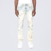 Long Slim Maximalist Pearl Studded Jeans