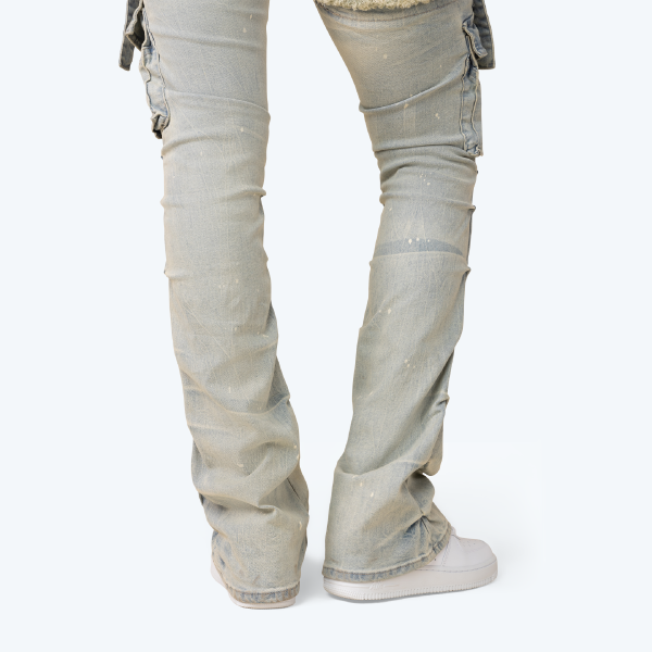 High Rise Stacked Cut Out Jeans - Seville Blue
