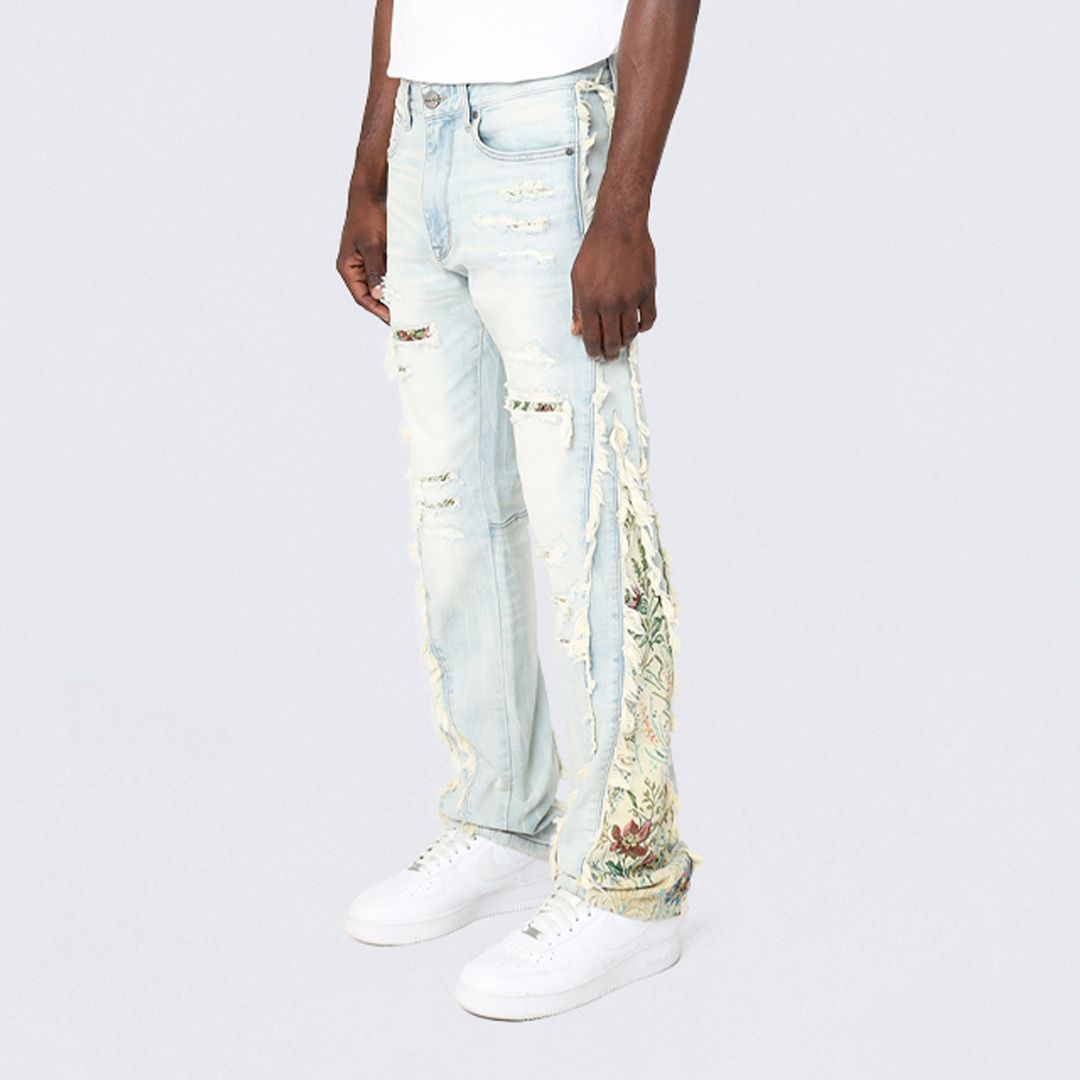 Straight Tapestry Embroidered Jeans