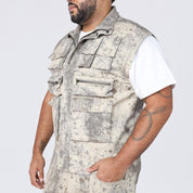 Big and Tall - Splatter Print Twill Utility Vest