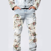 Smoke Rise Tapestry Applique Jeans - Seville Blue