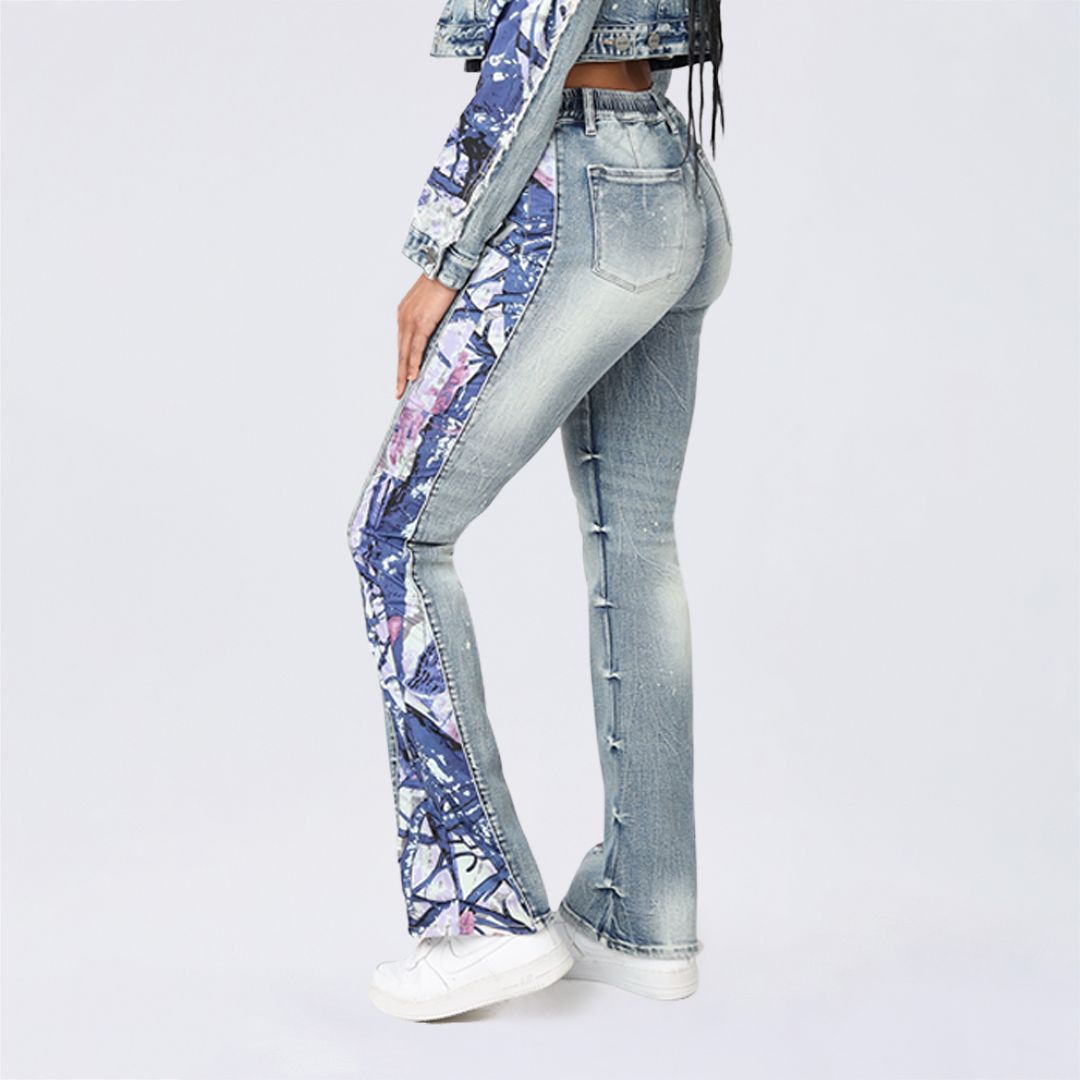 High Rise Bootcut Stacked Mixed Media Jeans