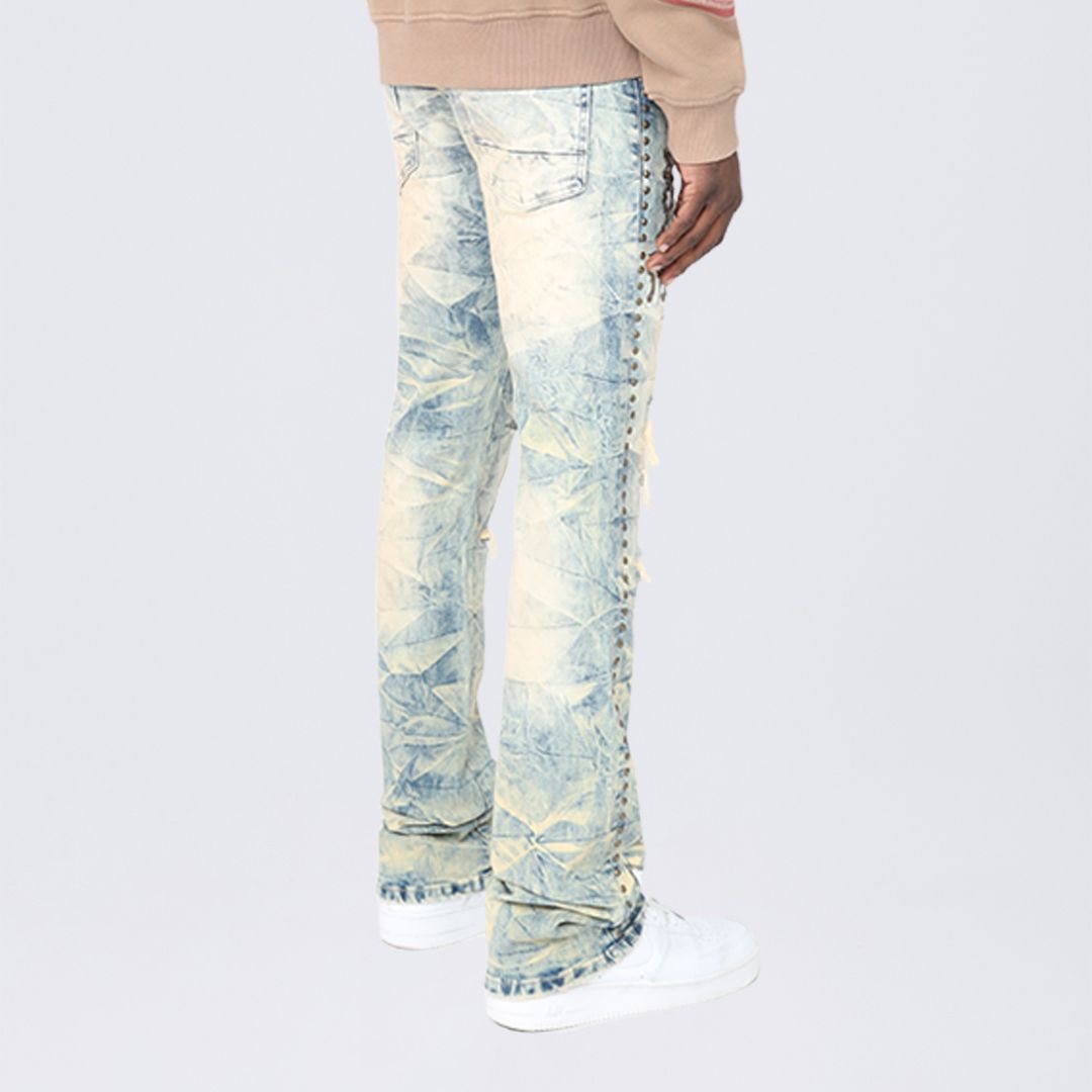 Stacked Flared Maximalist Studded R&R Jeans