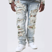 Smoke Rise Big and Tall Big and Tall - Tapestry Applique Jeans - Seville Blue