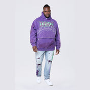 Smoke Rise Big and Tall Big and Tall - Dropped Shoulder 2-Fer Dystopian Hoodie - Prism Violet