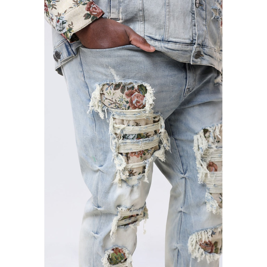 Smoke Rise Big and Tall Big and Tall - Tapestry Applique Jeans - Seville Blue