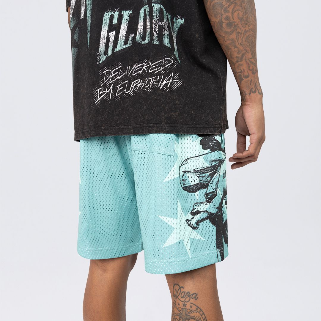 Lounge Maximalist Printed Mesh Shorts - Ice Green