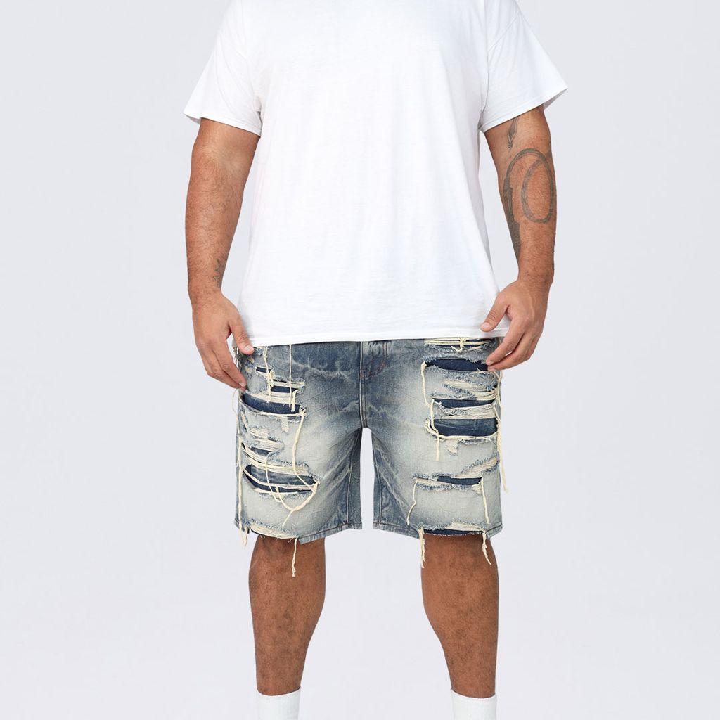 Big and Tall - Heavy Rip & Repair Jean Shorts