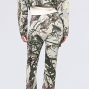 High Rise Stacked Dystopia Printed Cargo Twill Pants