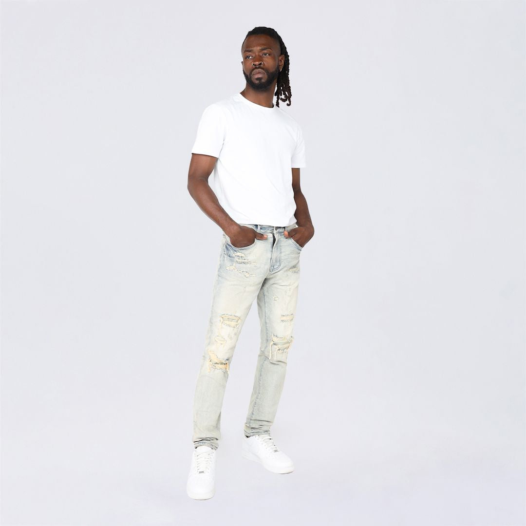 Slim Vintage Washed Jeans - Henry Blue