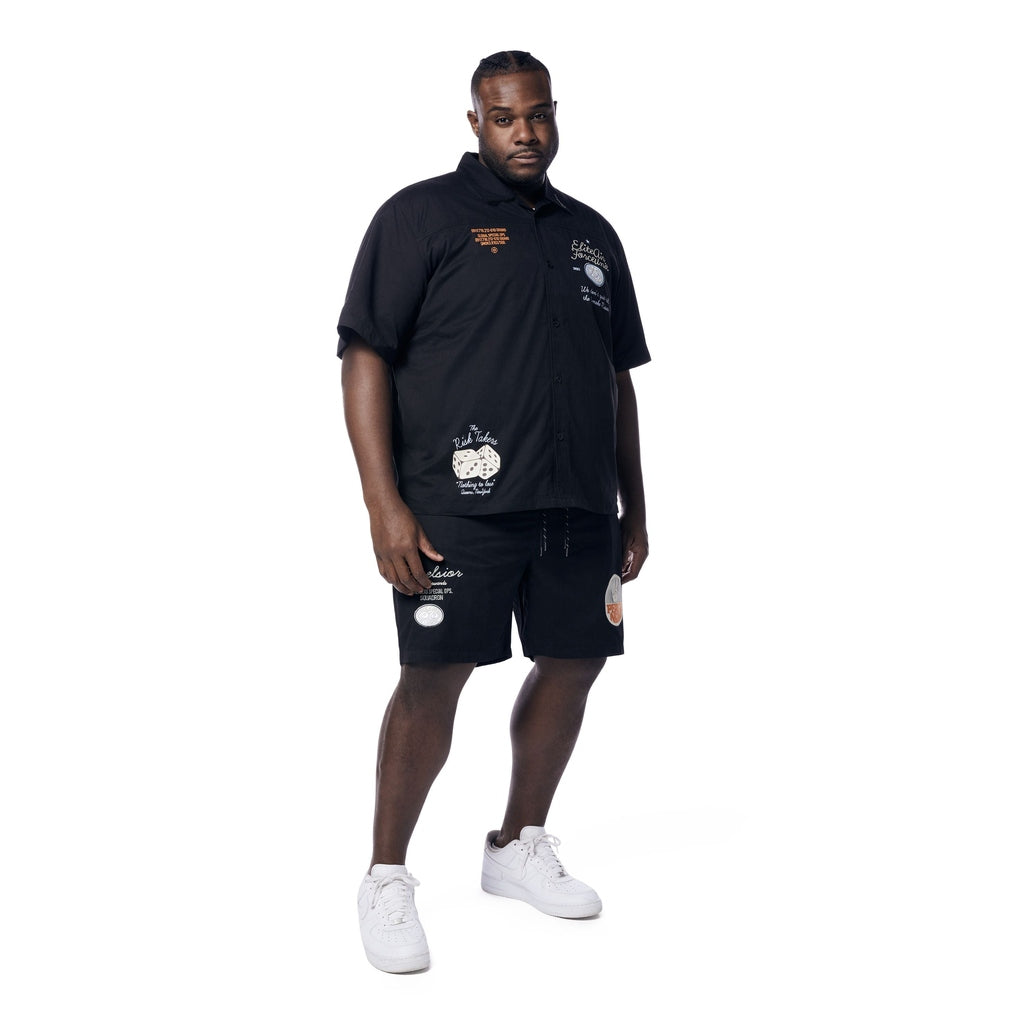 Smoke Rise Big and Tall Big and Tall - Fashion Military Windbreaker Shorts - Black