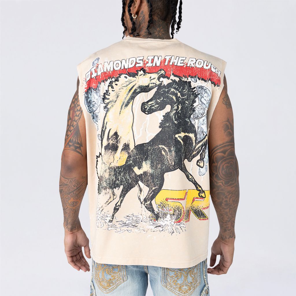 Dropped Shoulder Dystopia Rhinestone Killer Life Muscle T-Shirt