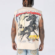 Dropped Shoulder Dystopia Rhinestone Killer Life Muscle T-Shirt