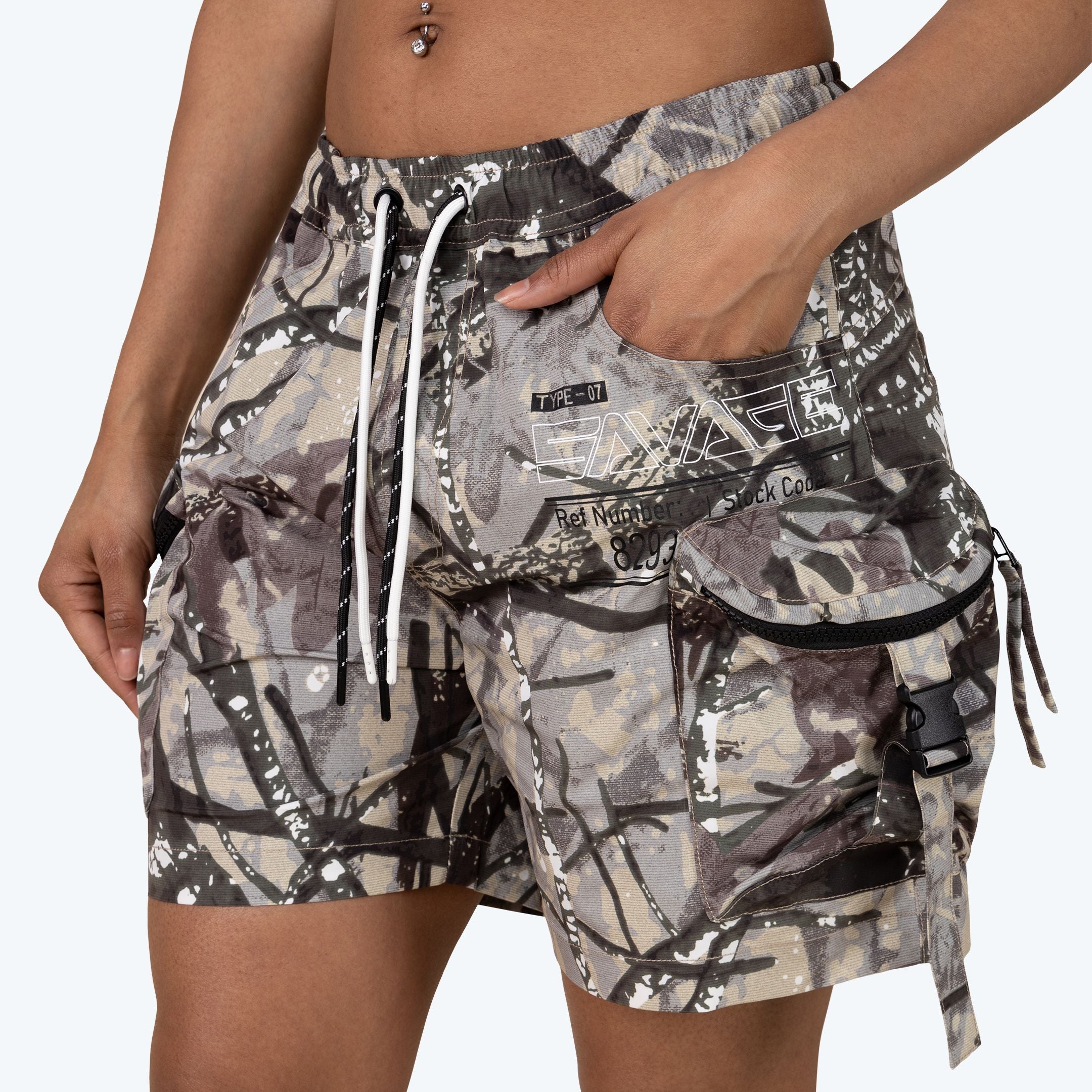 Slouched Utility Windbreaker Shorts