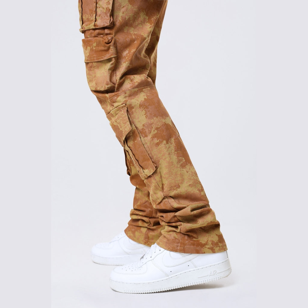 Smoke Rise Slim Utility Metallic Print Twill Pants - Mahogany