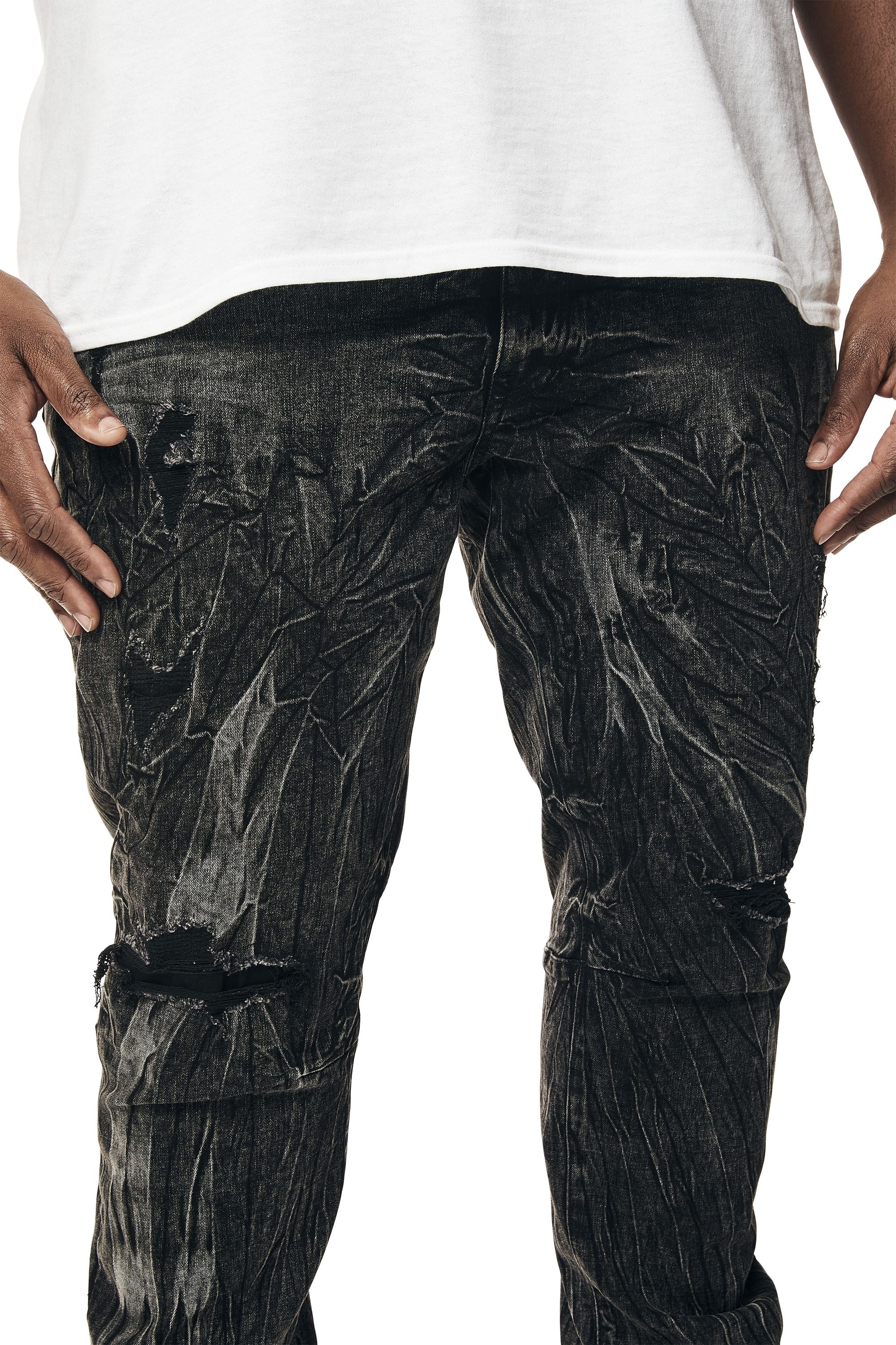 Big and Tall - Rooting Effect Denim Jeans - Black Matrix