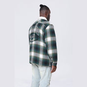 Smoke Rise Big and Tall Big and Tall - Vegan Leather Collar Plaid Shacket - Spruce