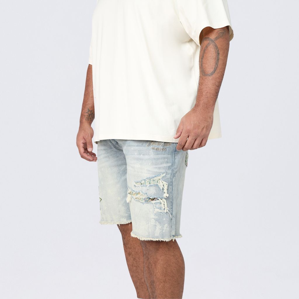 Big and Tall - Tapestry Patched Jean Shorts