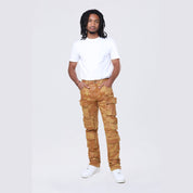 Smoke Rise Slim Utility Metallic Print Twill Pants - Mahogany