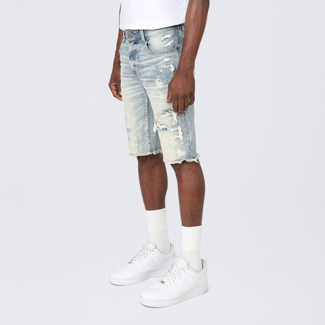 Tapestry Patched Jean Shorts