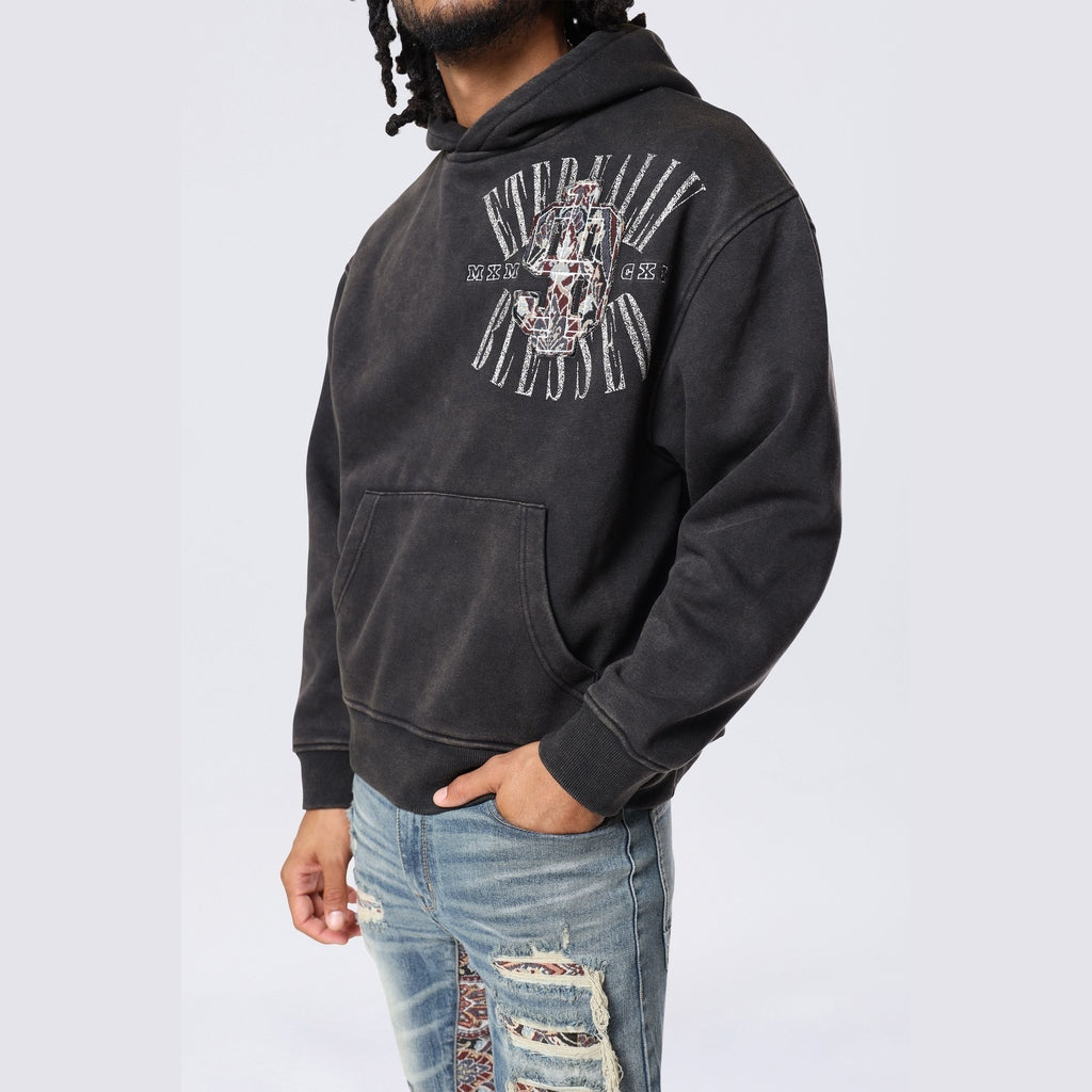 Smoke Rise Tapestry Varsity Hoodie - Black