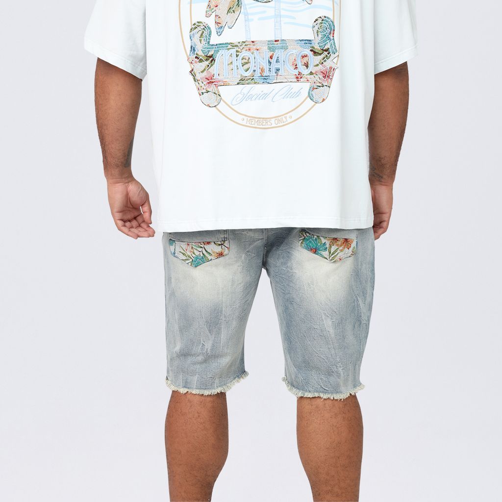 Big and Tall - Tapestry Patched Jean Shorts