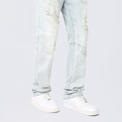 Long Straight Vintage Washed Jeans