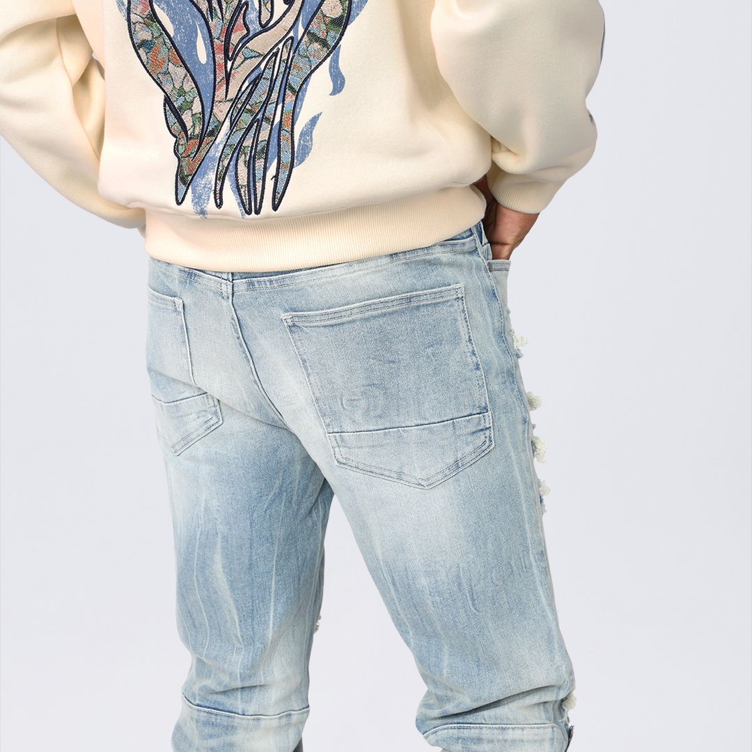 Long Slim Flame Tapestry Jeans