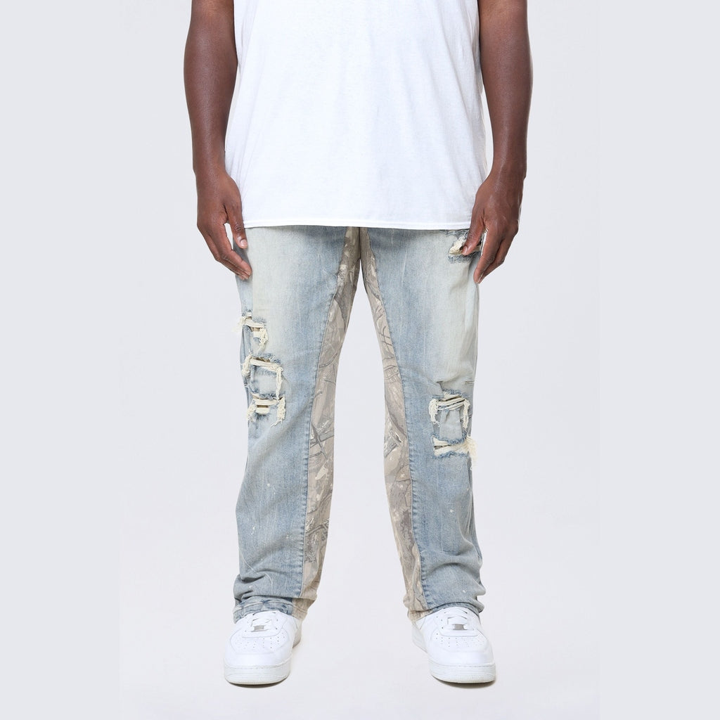 Smoke Rise Big and Tall Big and Tall - Long Tapestry Insert Jeans - Vanilla Blue