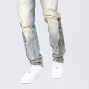 Long Slim Flame Tapestry Jeans