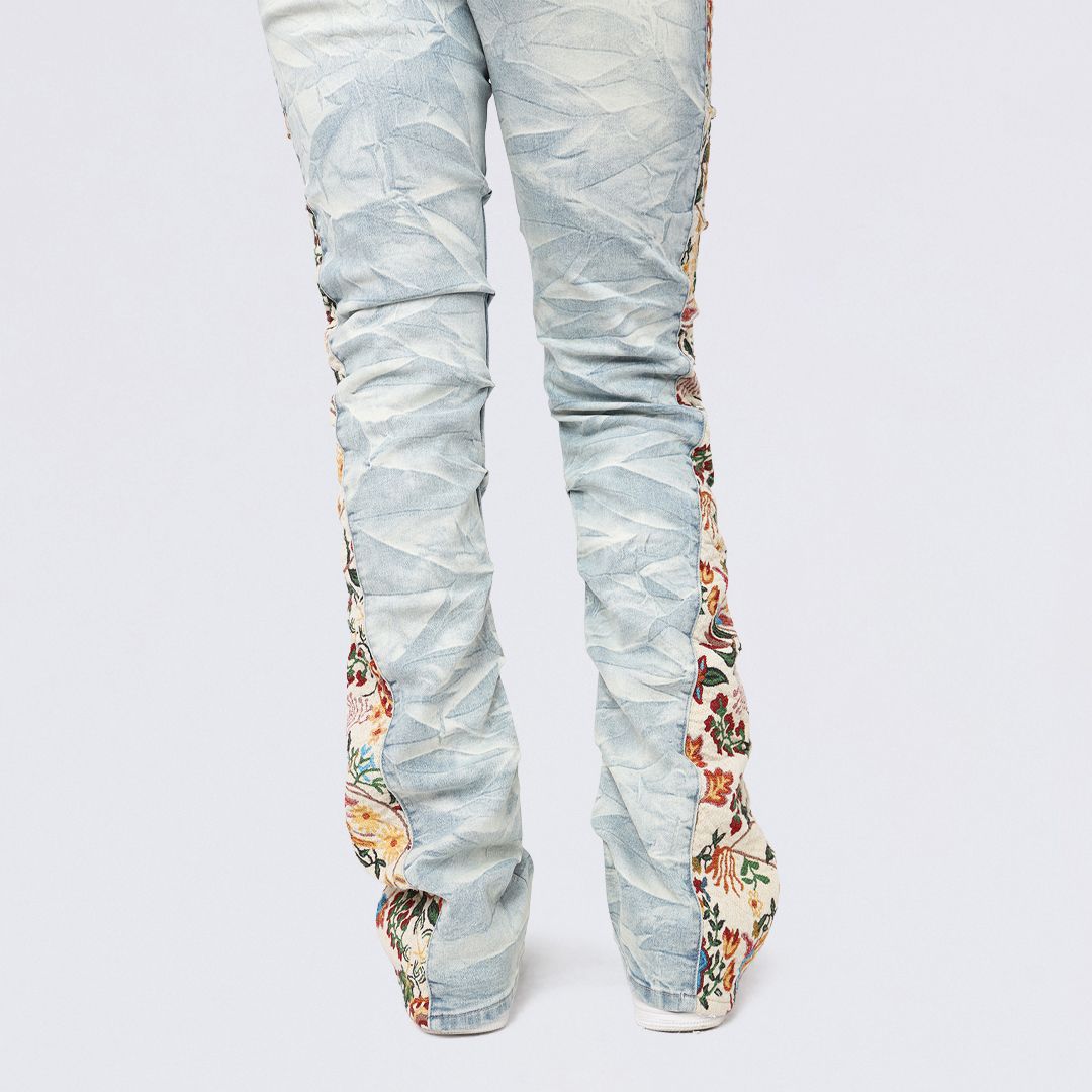 Boot Cut Tapestry Denim Jumpsuit