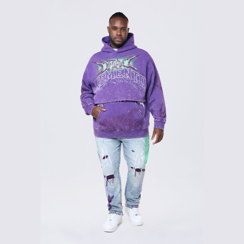 Smoke Rise Big and Tall Big and Tall - Dropped Shoulder 2-Fer Dystopian Hoodie - Prism Violet