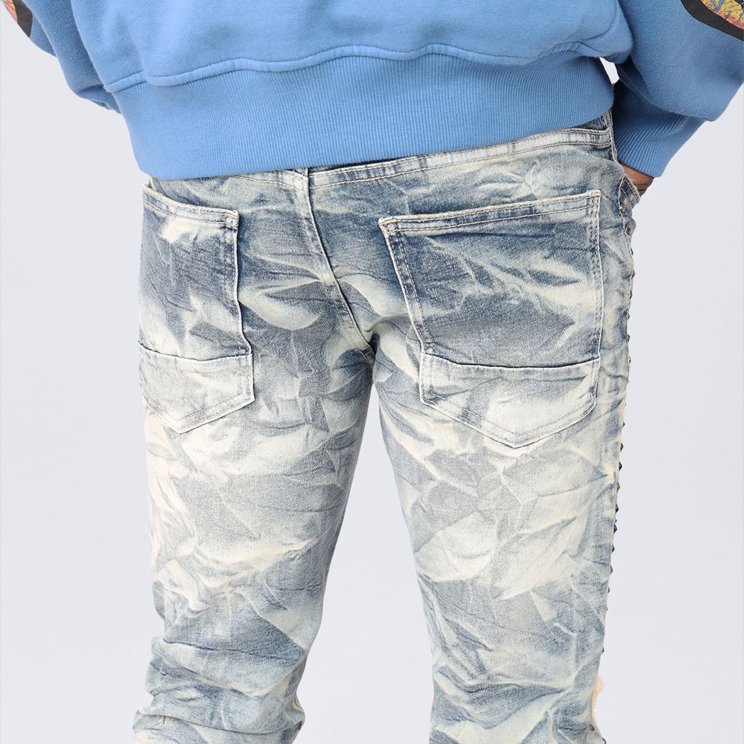 Stacked Flared Maximalist Studded R&R Jeans