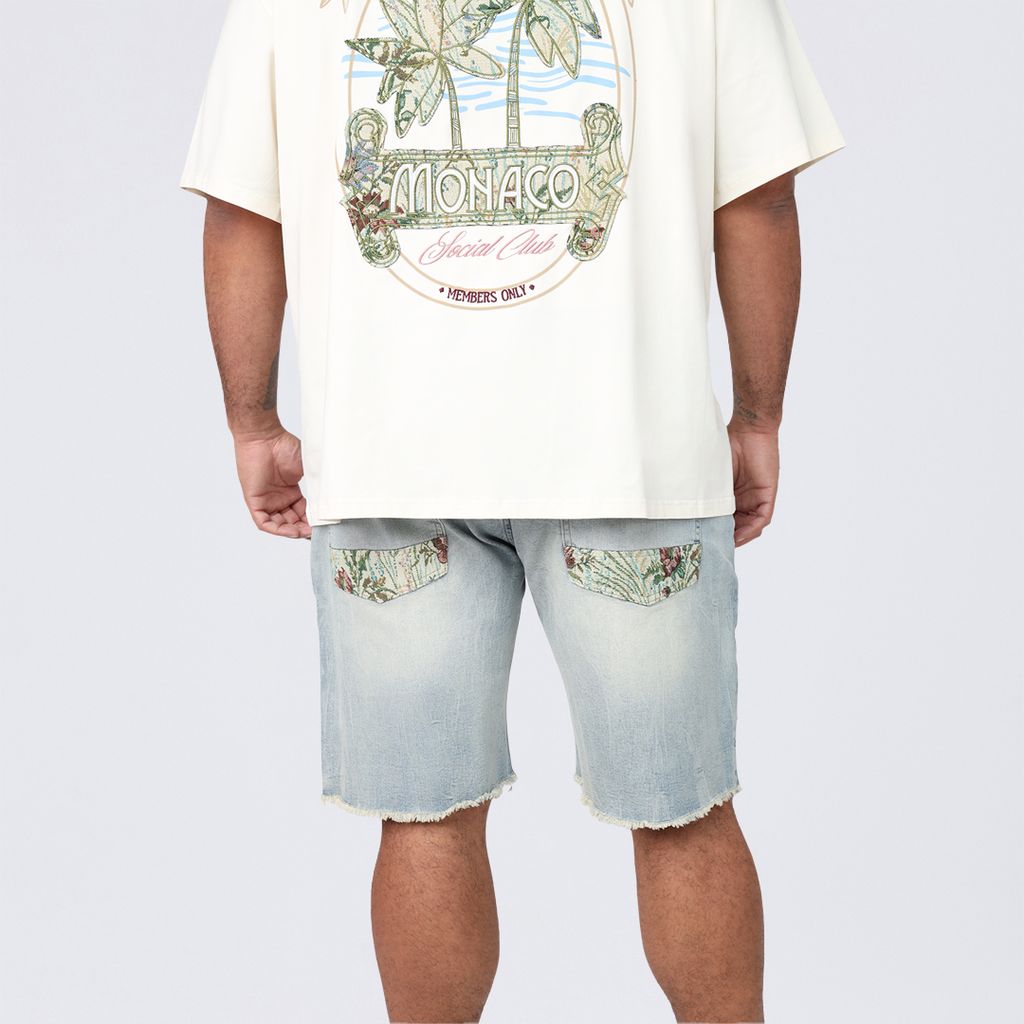 Big and Tall - Tapestry Patched Jean Shorts