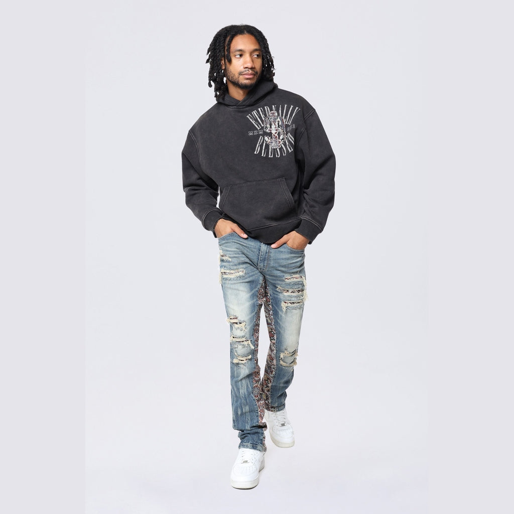 Smoke Rise Tapestry Varsity Hoodie - Black