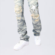 Stacked Flared Maximalist Studded R&R Jeans