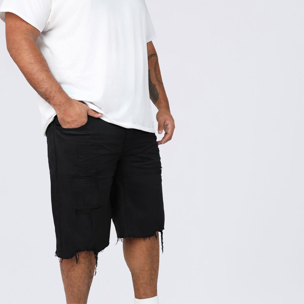 Big and Tall - Rip & Repair Jean Shorts - Jet Black