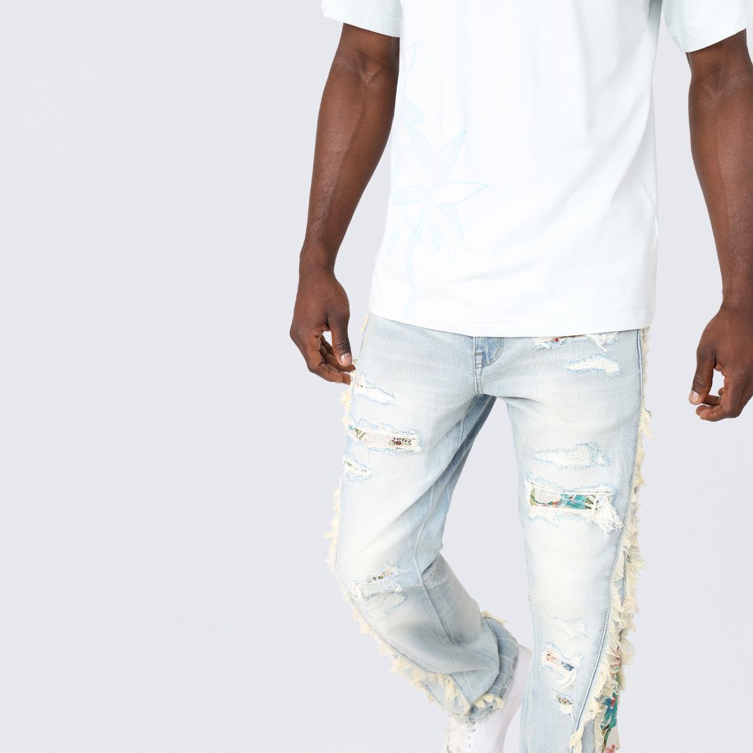 Straight Tapestry Embroidered Jeans