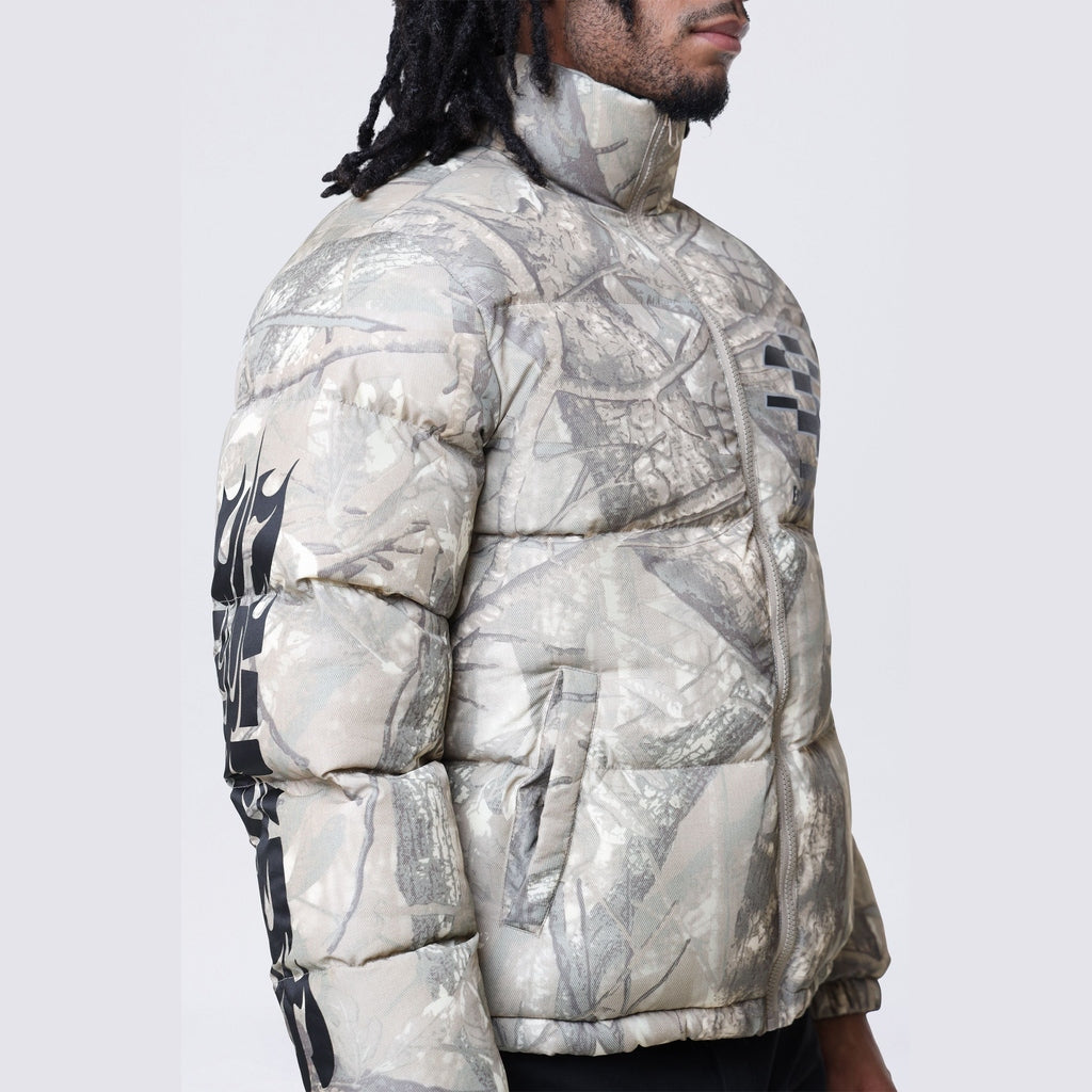 Smoke Rise Printed Puffer Jacket - Khaki Hunting Camo