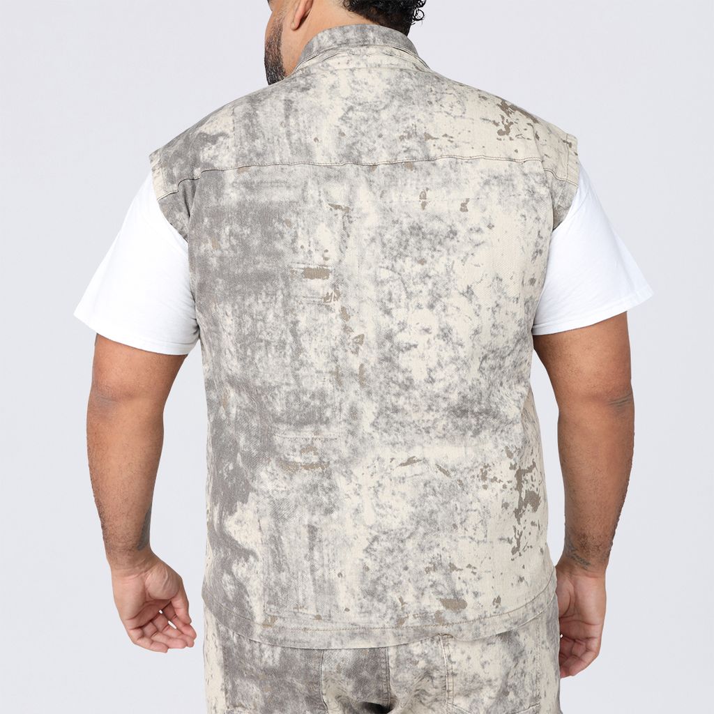 Big and Tall - Splatter Print Twill Utility Vest