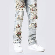 Smoke Rise Tapestry Applique Jeans - Seville Blue