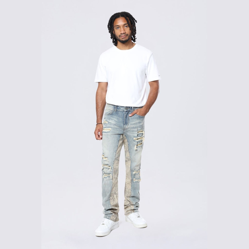 Smoke Rise Long Tapestry Insert Jeans - Vanilla Blue