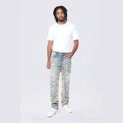 Smoke Rise Long Tapestry Insert Jeans - Vanilla Blue